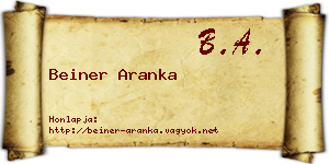 Beiner Aranka névjegykártya